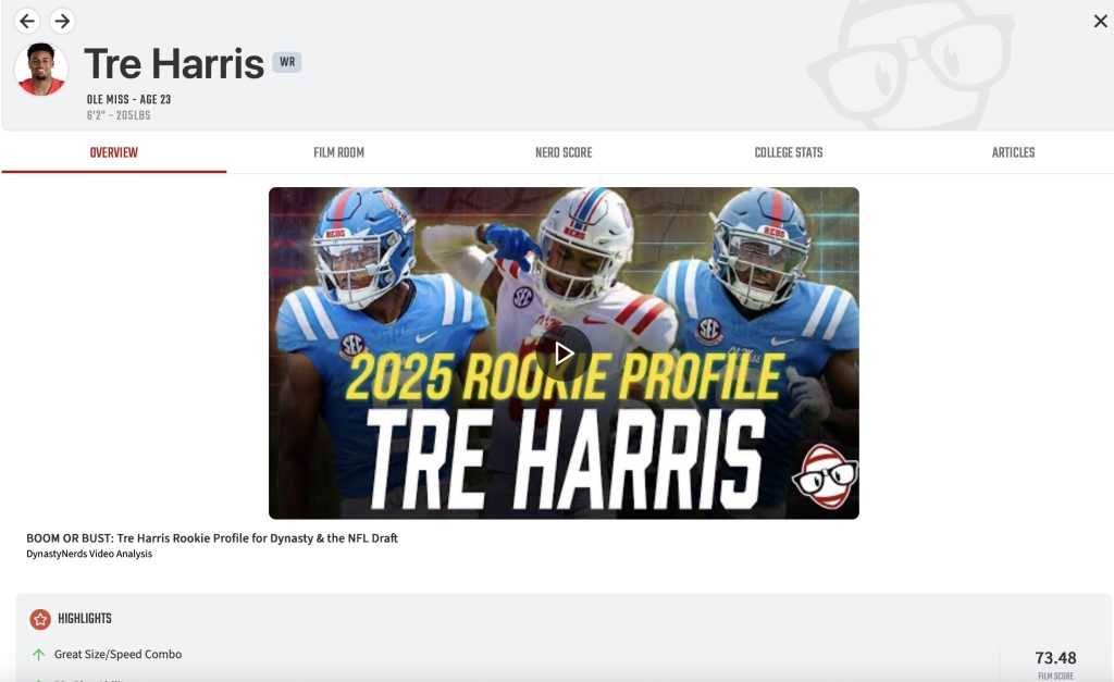 Tre Harris Rookie Trade Advice WRs Wide Receivers 2025 NFL Post-Draft Rankings Help Players to Know Target Need to add sell buy low fantasy football ff